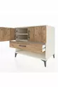 Commode Kronos avec 2 étagères, 1 tiroir et 2 portes, Pierre de Lune-Sapin
