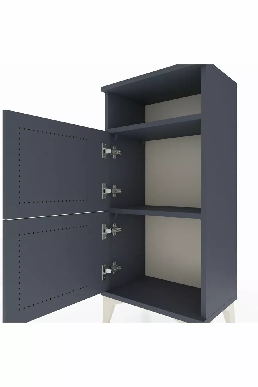 Table de chevet Arges à une étagère et deux portes Anthracite-Anthracite