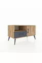 Commode Hyperion avec 2 étagères, 1 tiroir et 1 porte, Pin-Pin/Anthracite