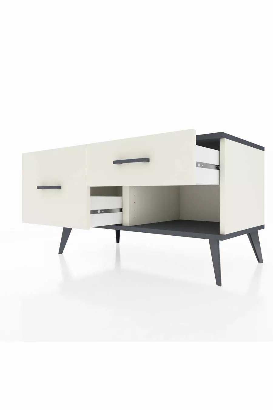Commode Hyperion 2 Tiroirs Pierre de Lune-Anthracite/Pierre de Lune
