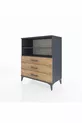 Commode Hyperion 2 étagères 3 tiroirs Anthracite-Pin