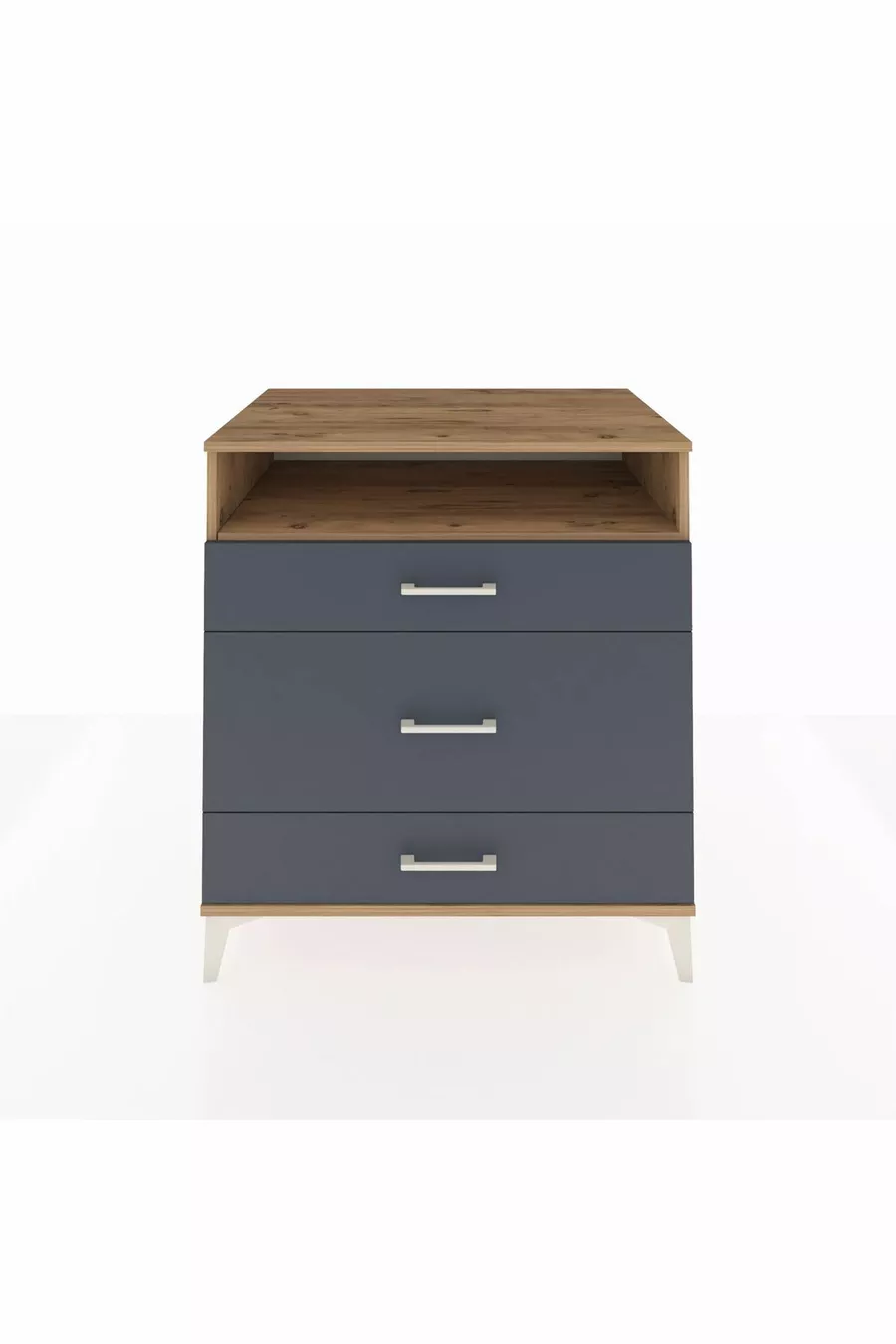 Commode Kronos à une étagère et trois tiroirs en pin-anthracite