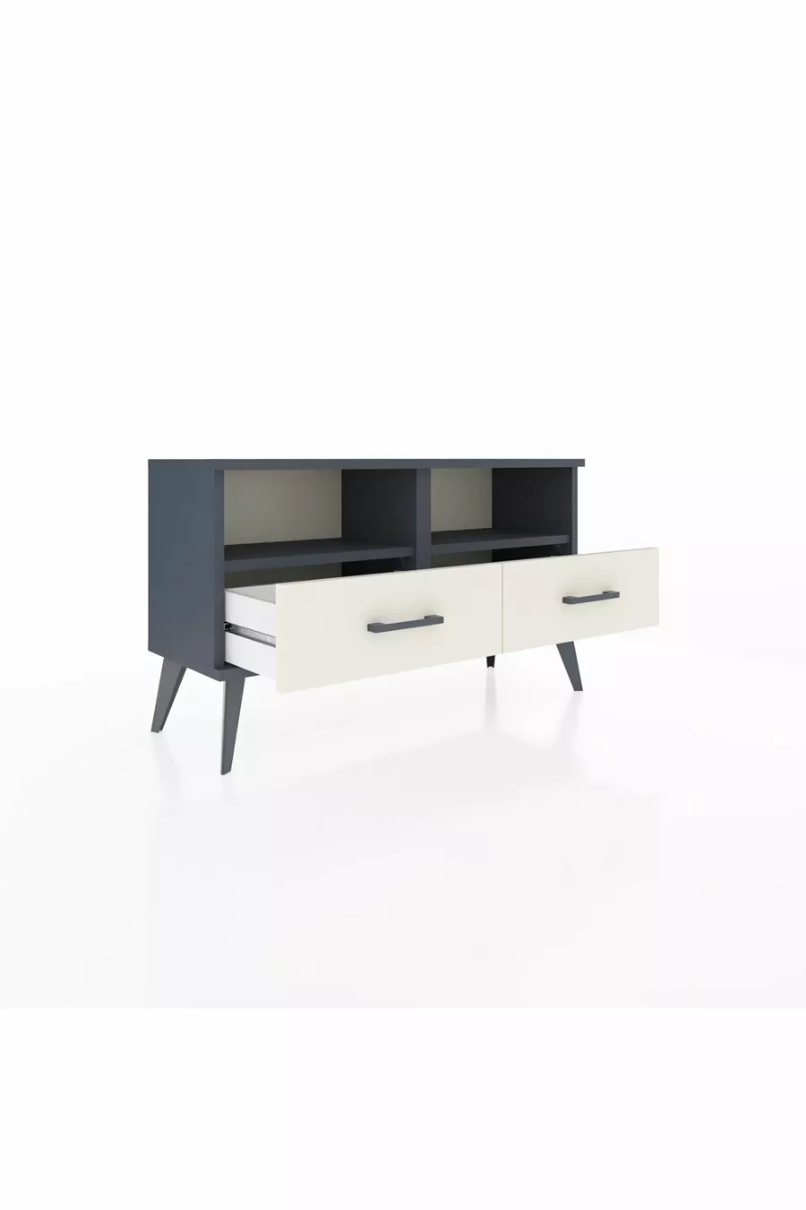 Commode Arges 2 étagères 2 tiroirs Anthracite-Anthracite/Pierre de lune