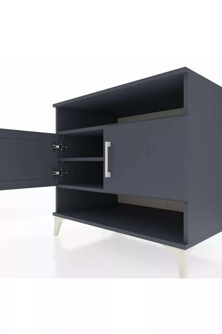 Commode Kronos 3 étagères 2 portes Anthracite-Anthracite