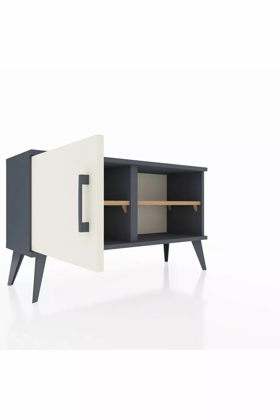 Commode Arges avec 2 étagères et une porte Anthracite-Pierre de Lune/Sapin