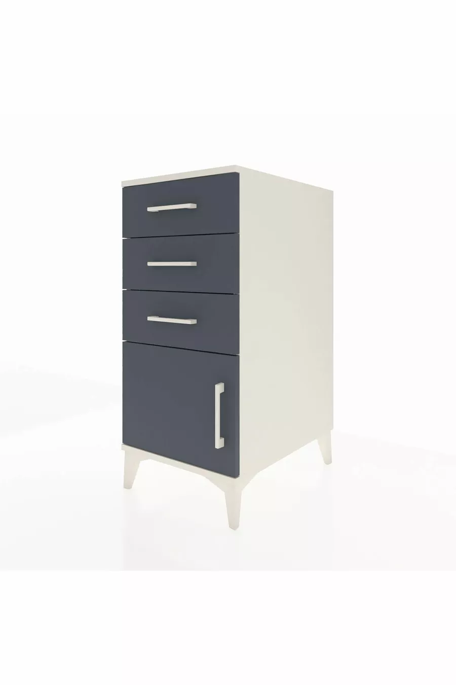 Kronos Table de Chevet 3 Tiroirs avec 1 Porte Mésolithique-Anthracite