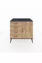 Kronos Commode avec une étagère, 4 tiroirs et une porte, Anthracite-Pin
