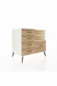 Kronos Dresser with 2 Shelves and 5 Drawers, Moonstone/Moonstone/Pine