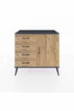 Commode Hyperion à une étagère, 4 tiroirs et une porte, Anthracite-Bois de pin
