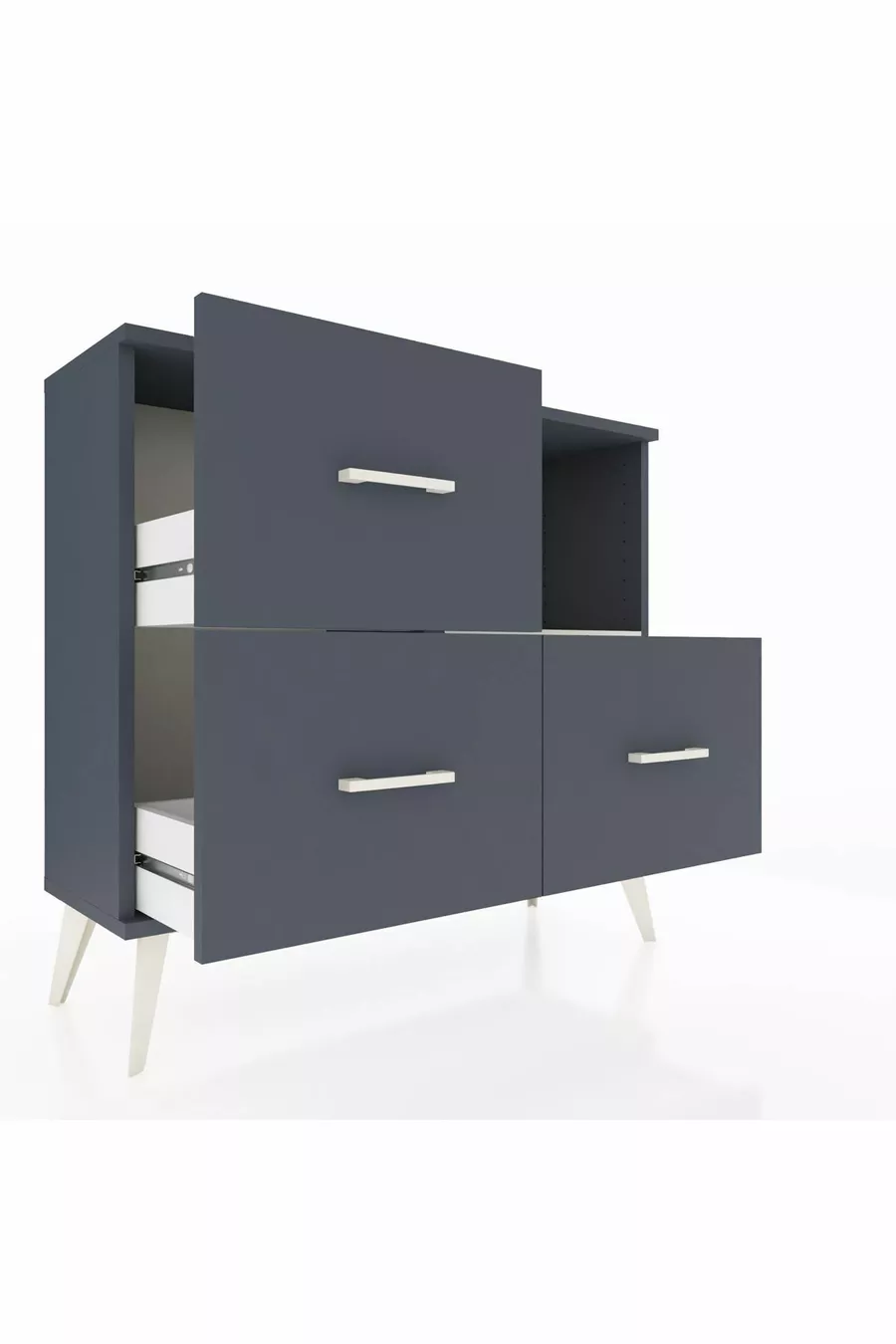 Commode Arges à une étagère et 3 tiroirs Anthracite-Sable/Anthracite