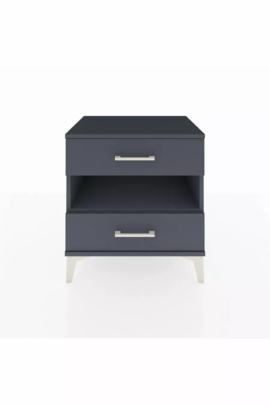 Hyperion Nightstand with Single Shelf and 2 Drawers Anthracite-Anthracite