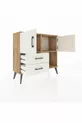 Commode Arges avec 2 étagères, 2 tiroirs et 2 portes, en pin et pierre d'agate