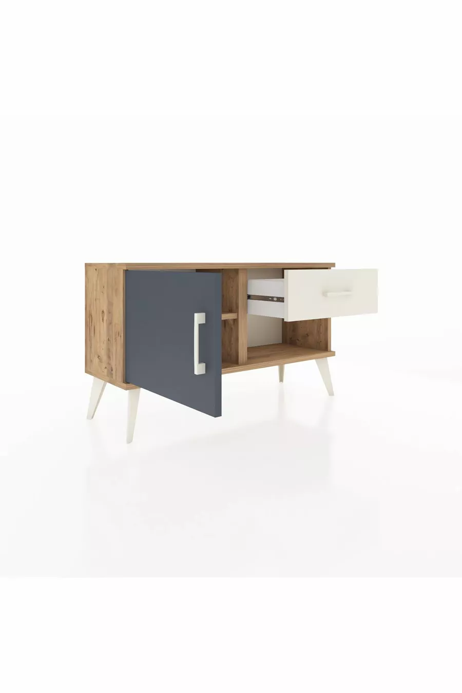 Commode Arges avec une étagère, un tiroir et une porte, pin-anthracite/pierre de lave