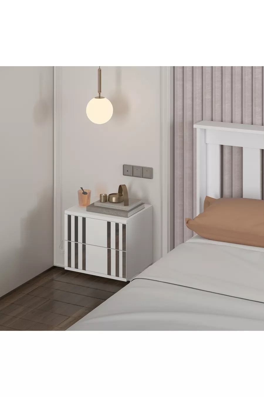 Бял MDF шкаф за стена