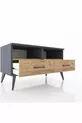 Commode Hyperion 2 étagères 2 tiroirs Anthracite-Pin