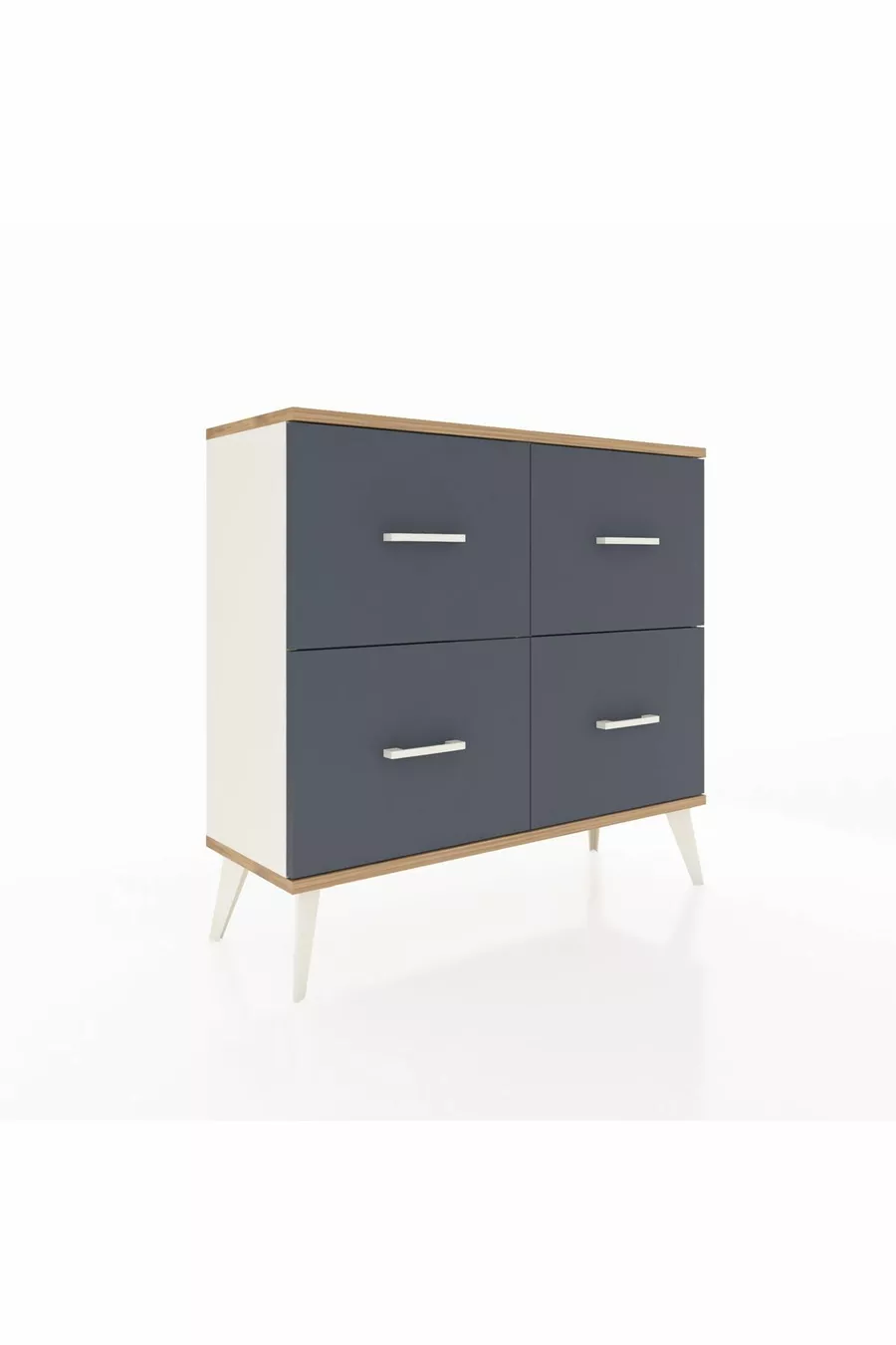 Commode Arges 4 tiroirs Pierre d'ailes-Pin/Anthracite