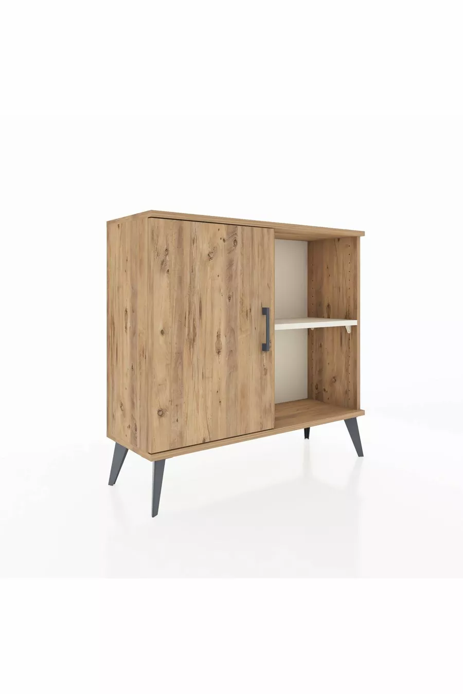 Commode Arges à 2 étagères avec une porte en pin-pin / pierre de lune
