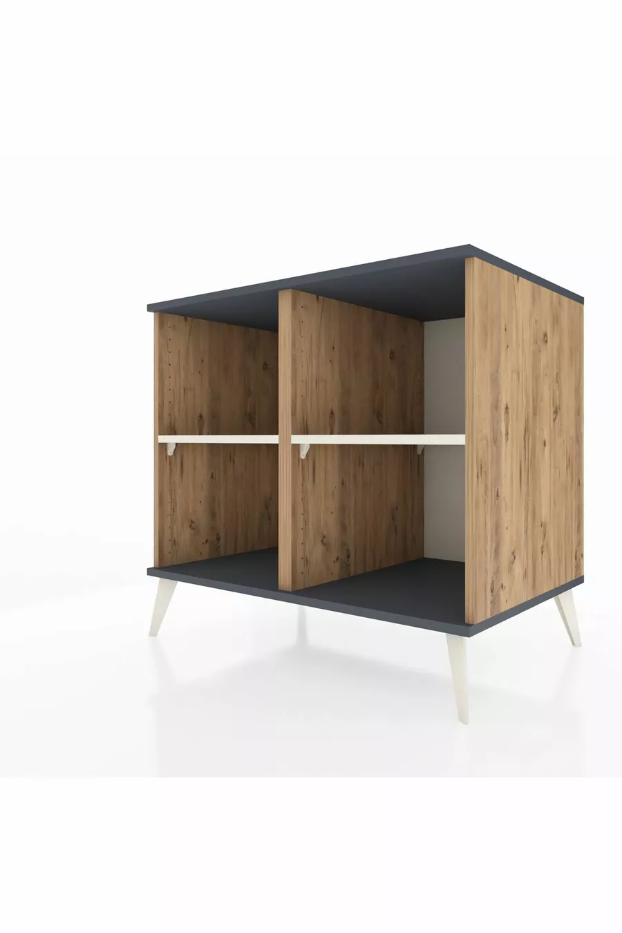 Commode Kronos à 2 étagères Pin-Anthracite/Gris clair