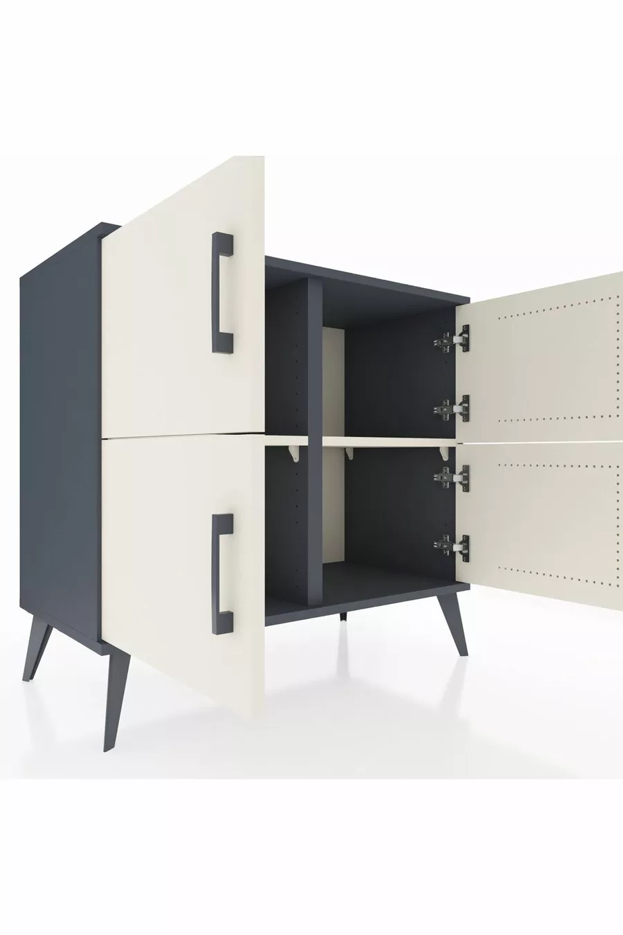 Commode Hyperion 2 étagères 4 portes Anthracite-Pierre de lave