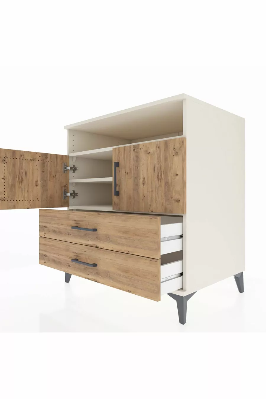 Kronos Dresser 3 Shelves 2 Drawers 2 Doors Moonstone-Pine
