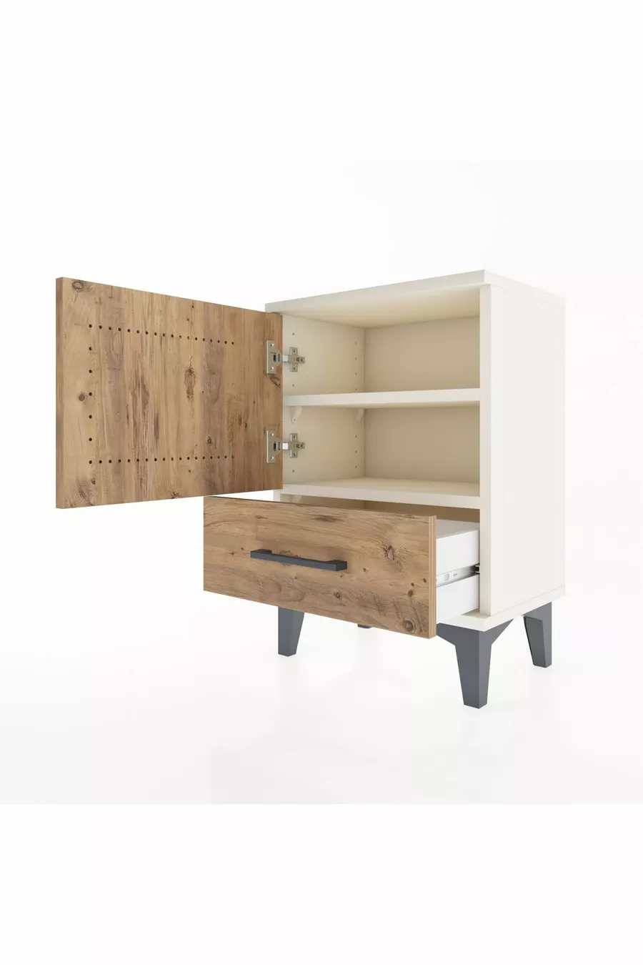 Arges Komode met 2 Planken en 1 Deur in Agaatkleur-Pine