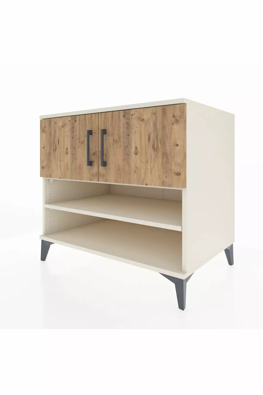Commode Kronos 3 étagères 2 portes Pierre de lune-Pin