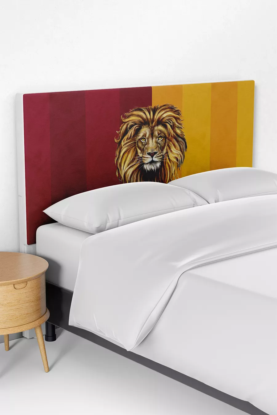 Housse de tête de lit avec motif lion jaune et rouge