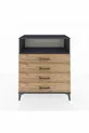 Commode Hyperion à une étagère et 4 tiroirs Anthracite-Pin