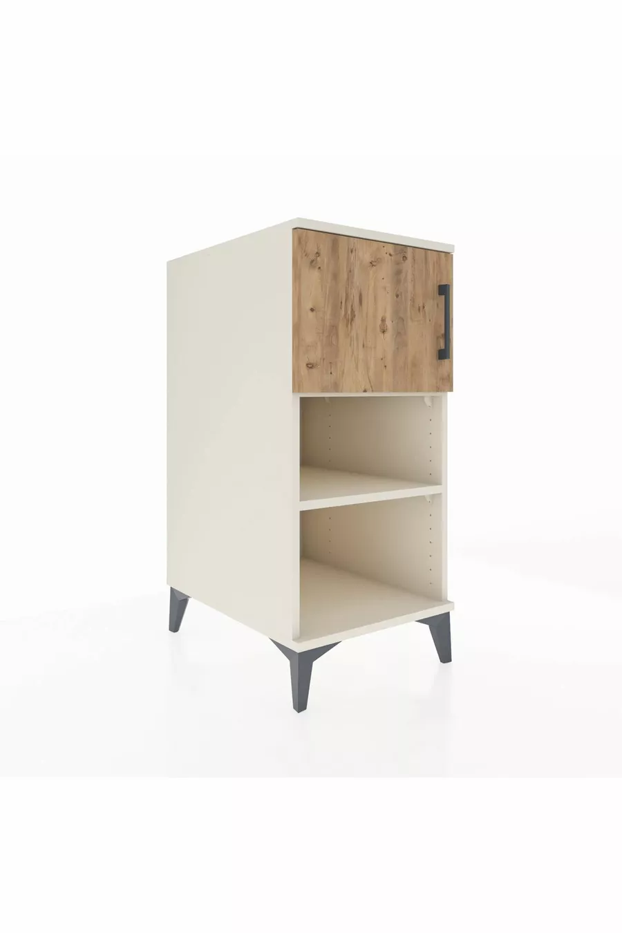 Kronos Table de chevet 2 étagères 1 porte Pierre de lune-Pin