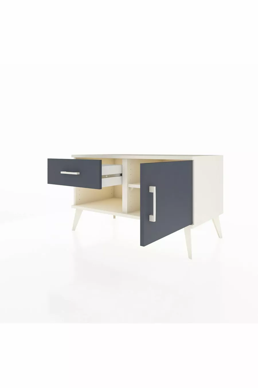 Commode Hyperion à une étagère, un tiroir et une porte en pierre de lune-anthracite