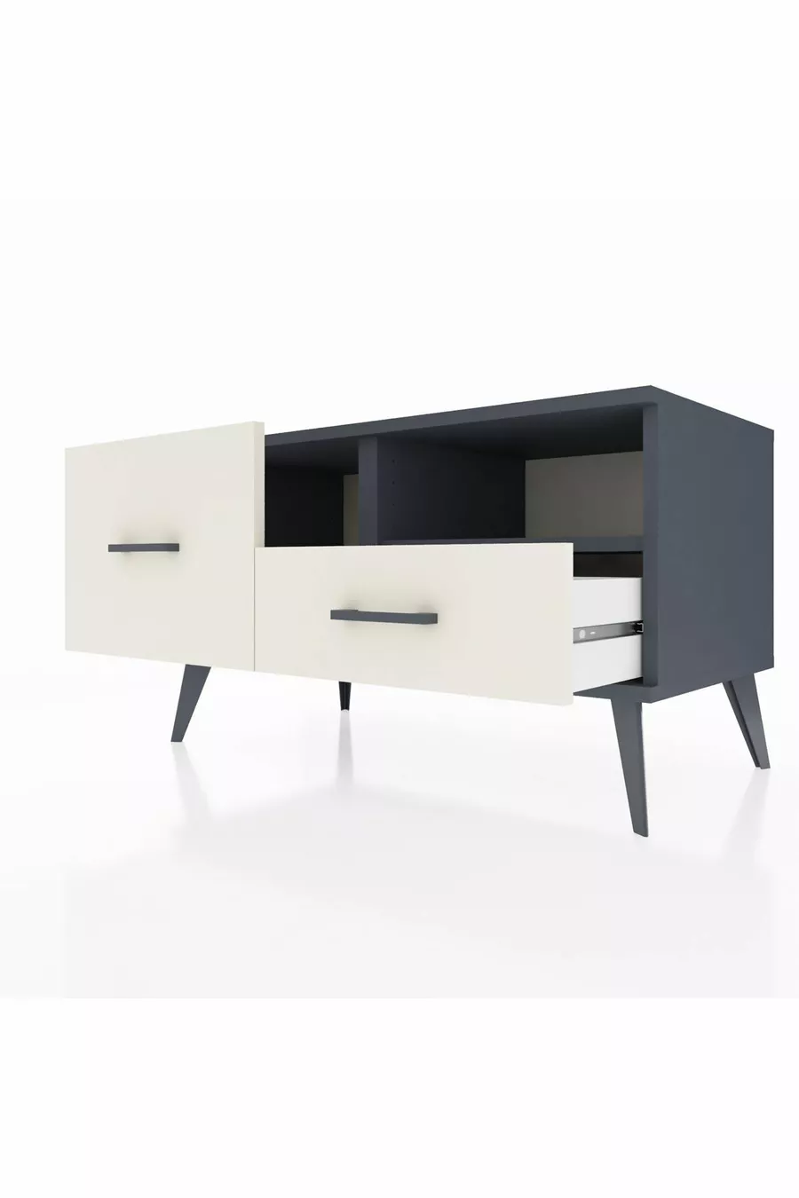 Commode Hyperion à une étagère et 2 tiroirs Anthracite-Anthracite/Pierre de lune
