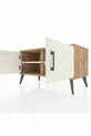Commode Hyperion 2 étagères 2 portes Pin-Gris Ancien