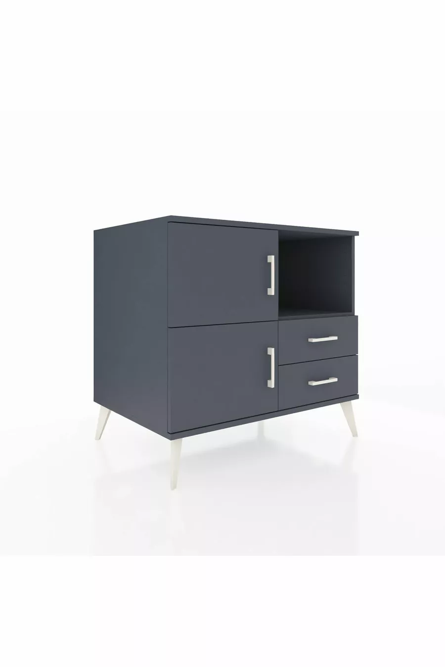 Commode Kronos avec 2 étagères, 2 tiroirs et 2 portes Anthracite-Anthracite