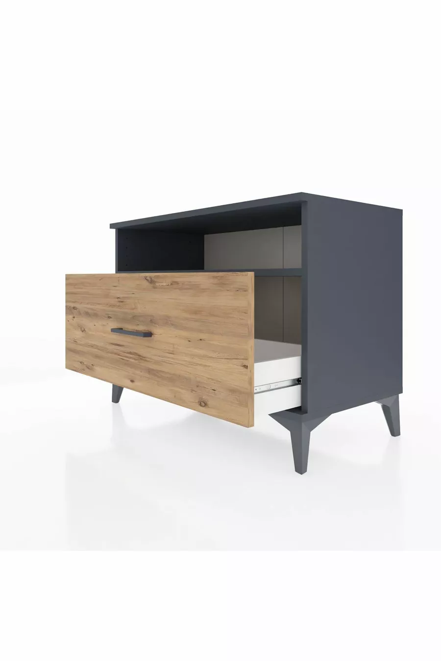 Commode Hyperion à une étagère et un tiroir, anthracite-pin