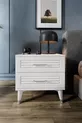 Table de chevet à 2 tiroirs avec volets Blanc Argent