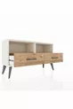 Commode Arges avec 2 étagères et 2 tiroirs, couleur Pierre de Lune-Pin