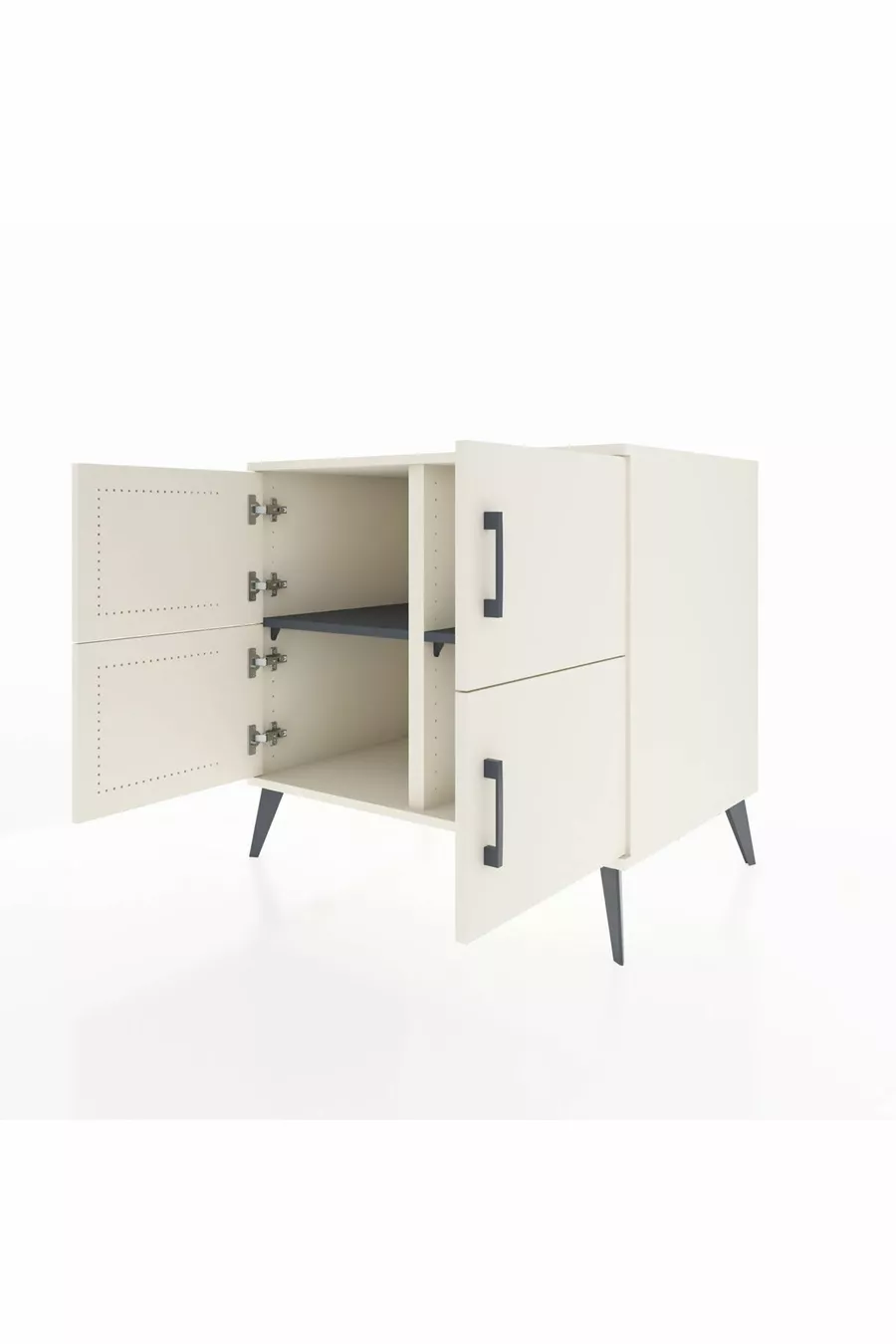 Commode Kronos 2 étagères 4 portes Pierre de lune-Pierre de lune/Anthracite