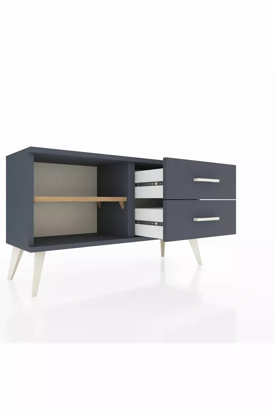 Arges Dressoir Enkele Plank 2 Lade Antraciet-dennen/Antraciet