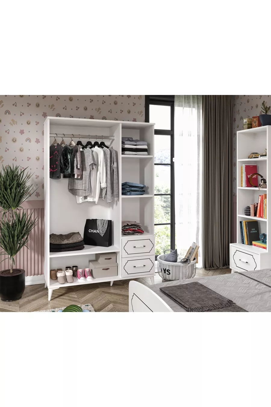 Hayal Modern Jugendzimmer Set Weiß - 4-teilig und komplett aus MDF der ersten Qualität