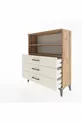 Commode Arges 2 étagères 3 tiroirs Pin-Pierre de lave