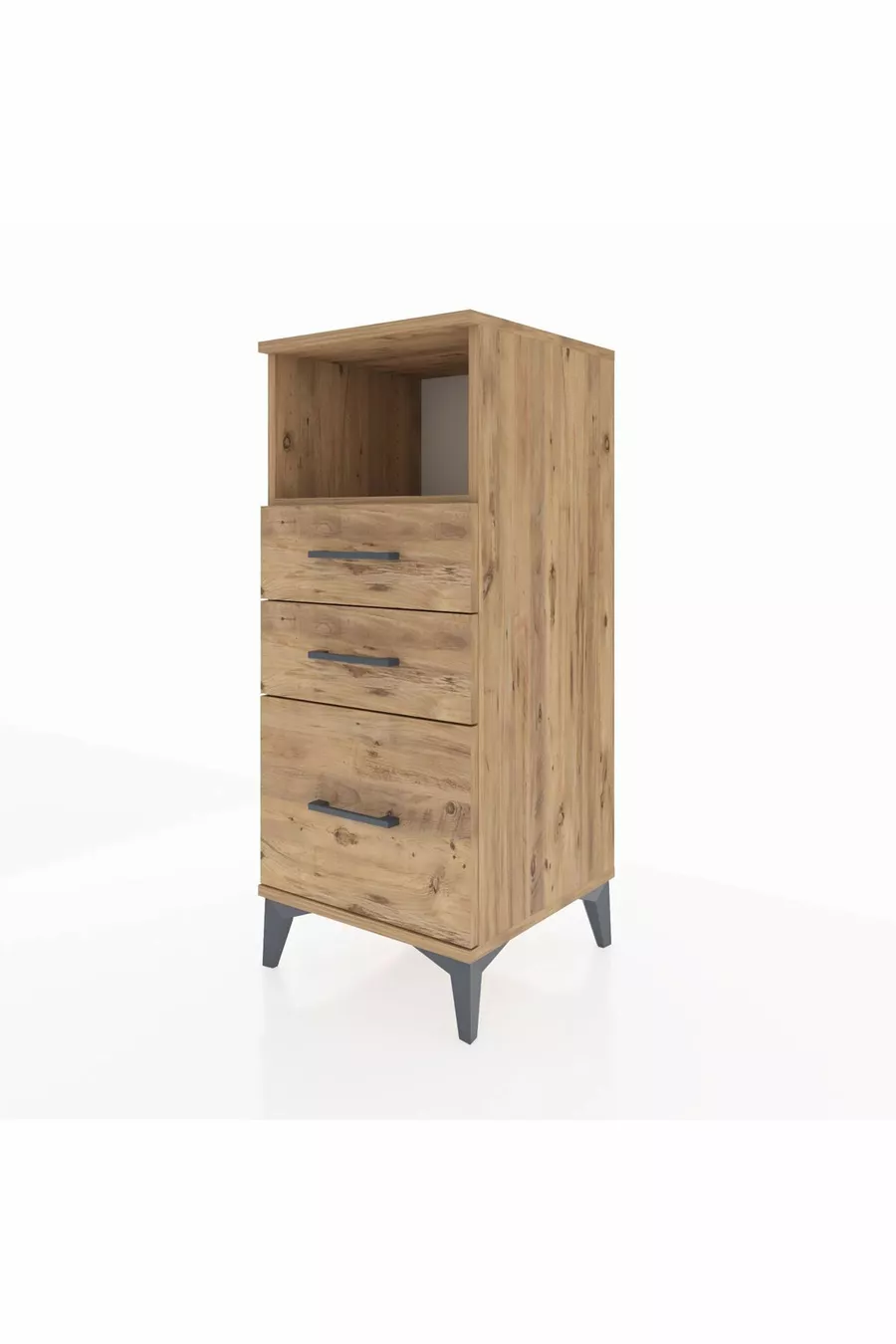 Hyperion Nightstand Single Shelf 3-Drawer Pine-Pine
