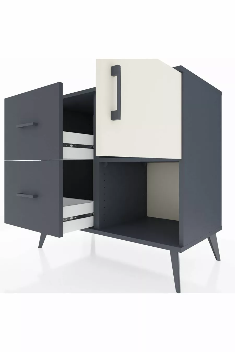 Hyperion Dressoir Met Eén Plank, 2 Lades En Eén Deur Antraciet-Steen/Antraciet