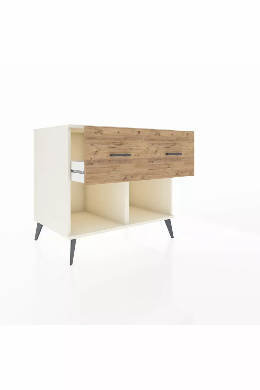 Commode Kronos 2 tiroirs Pierre de lune/Pin