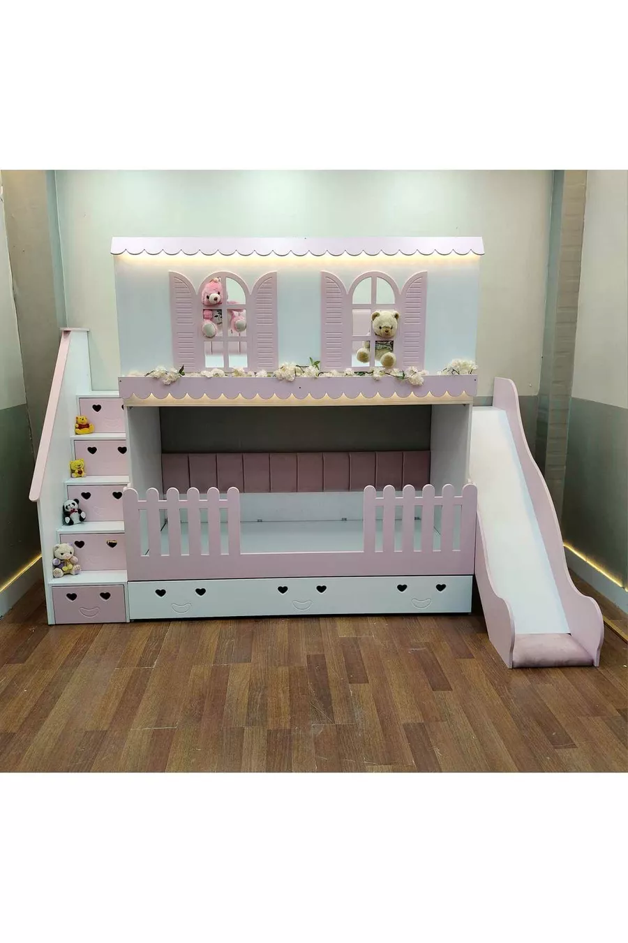 Alaçatı bunk bed with slides and a small bed