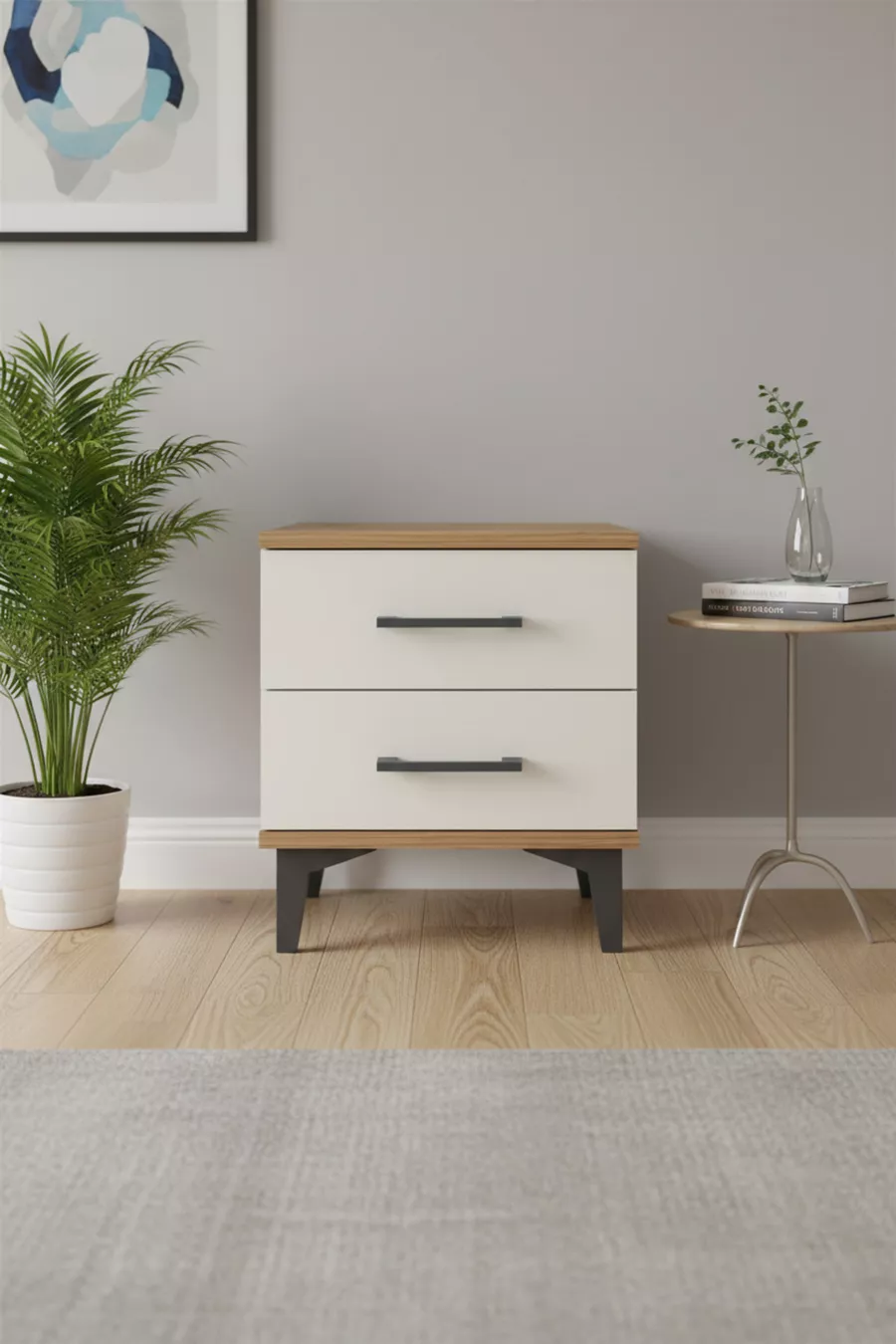 Silva Kommode 2 Schubladen Kiefer-Marmor | Schlafzimmer Eleganz