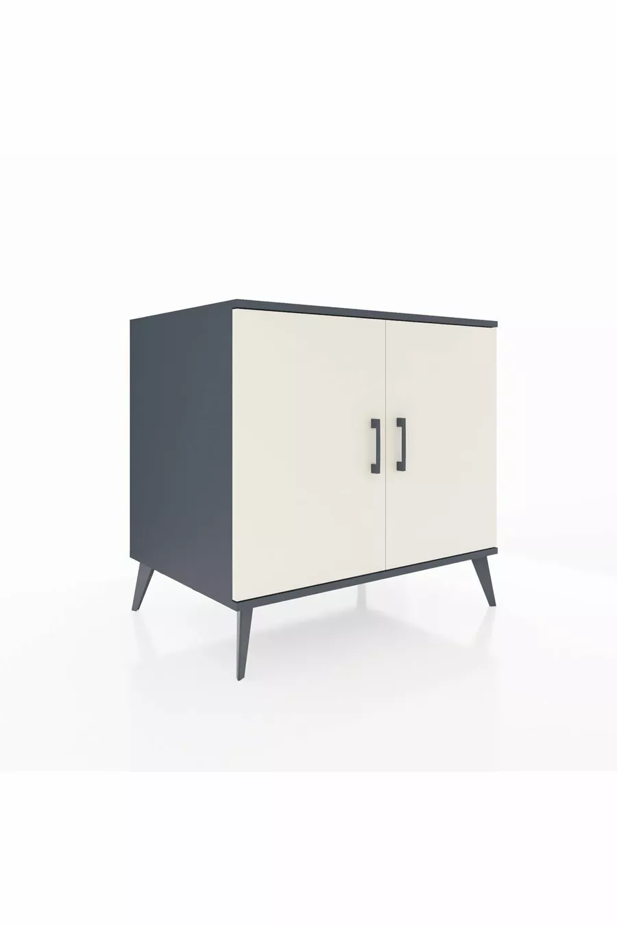 Commode Kronos 2 étagères 2 portes Anthracite-Pierre de lune