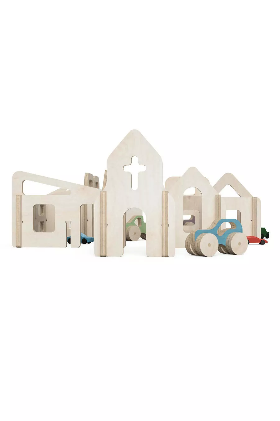 - Jouet éducatif Toy City en bois naturel et sain Montessori