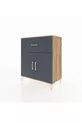 Commode Hyperion à une étagère, un tiroir et deux portes en pin-anthracite