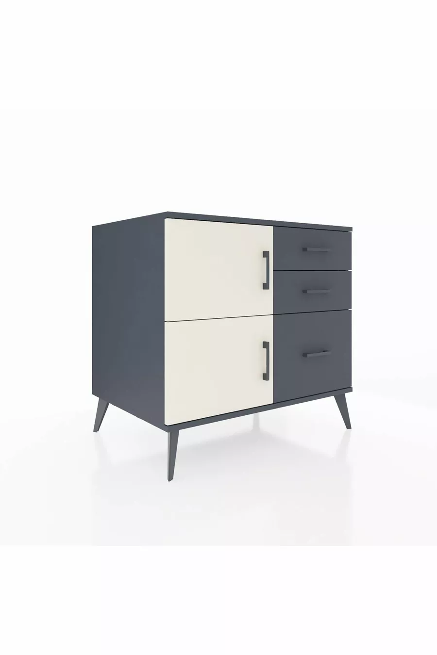Kronos Dresser Single Shelf 3 Drawers 2 Doors Anthracite-Stone/Anthracite