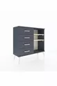 Commode Arges 2 étagères 4 tiroirs Anthracite- Pierre de lune/Anthracite